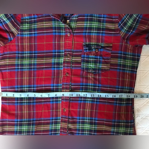 🍁Abercrombie&Fitch Red Plaid CottonFlannel Perfect Holiday Layering SzL Slimfit - Picture 9 of 11